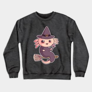 Halloween Axolotl Witch Cute Kawaii Salamander Lover Crewneck Sweatshirt